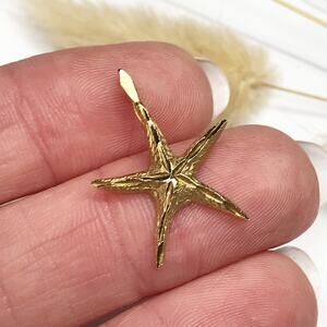 MA Michael Anthony 1.23g 14k Solid Gold Diamond Cut 3D Starfish Necklace Pendant